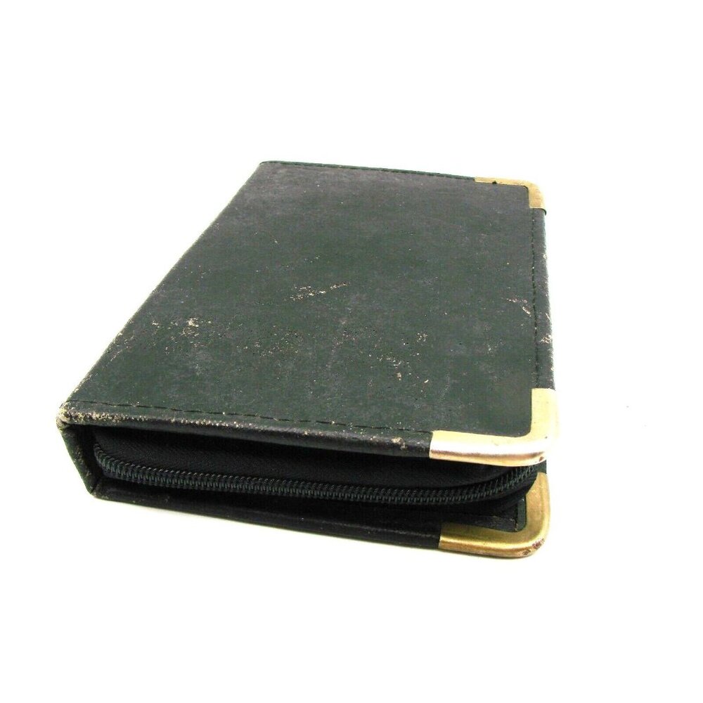 Vintage 1980s Full Zip Planner Organizer with Notepad Insert Gold Bumper Corners